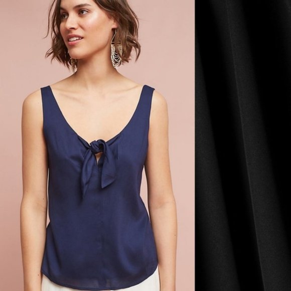 Anthropologie Tops - Anthropologie Maeve Navy Blue Tie-Front Blouse